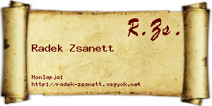 Radek Zsanett névjegykártya